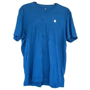 Blue Apple Logo T Shirt Mens Medium Crew Neck Short Sleeve Cotton